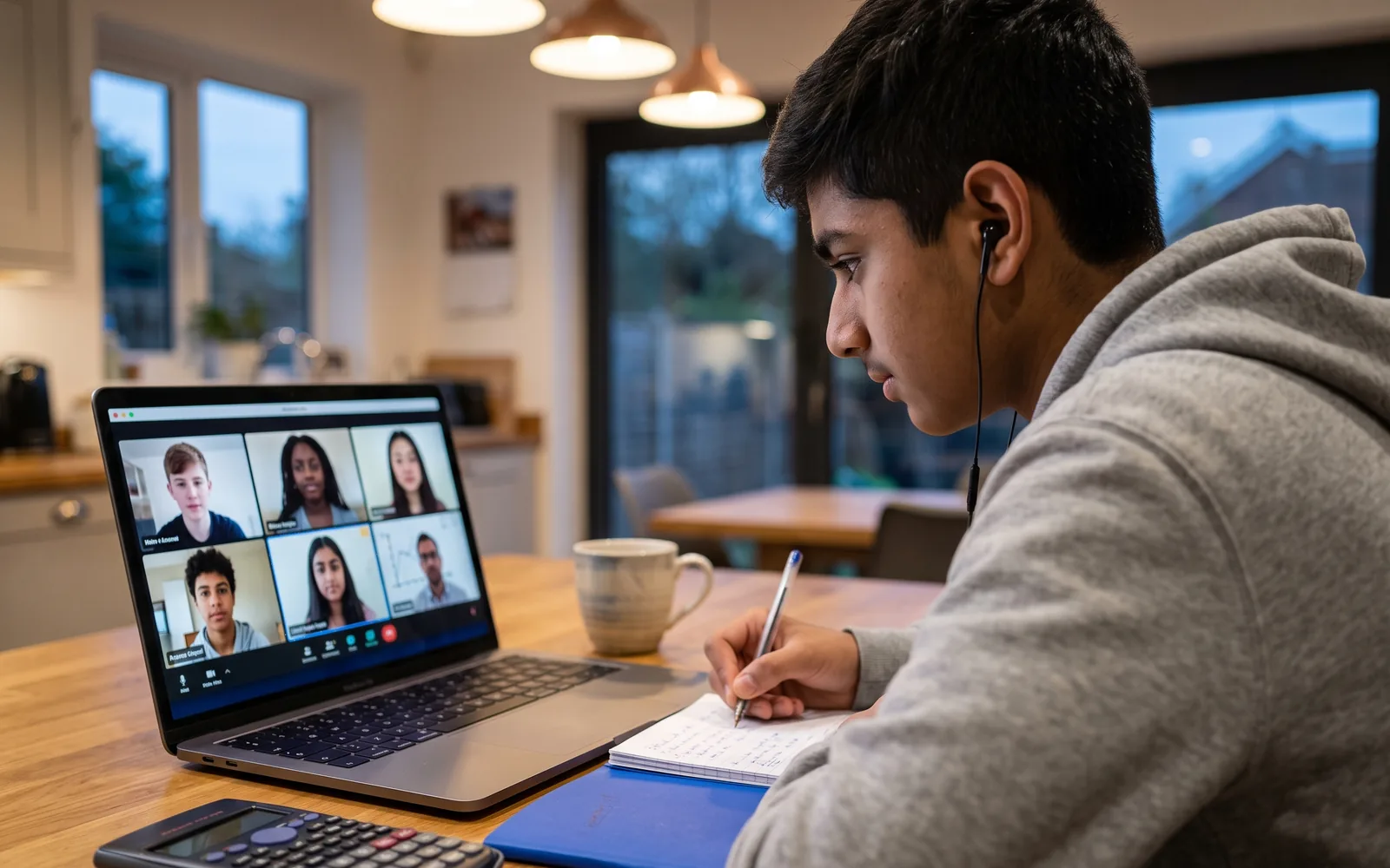 A live online maths class on a laptop